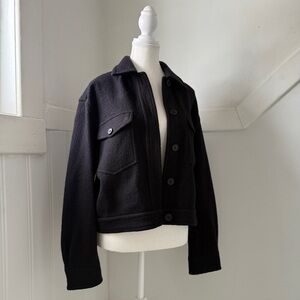 Wilfred Ganna Black Merino Wool Utility Jacket | Size Small